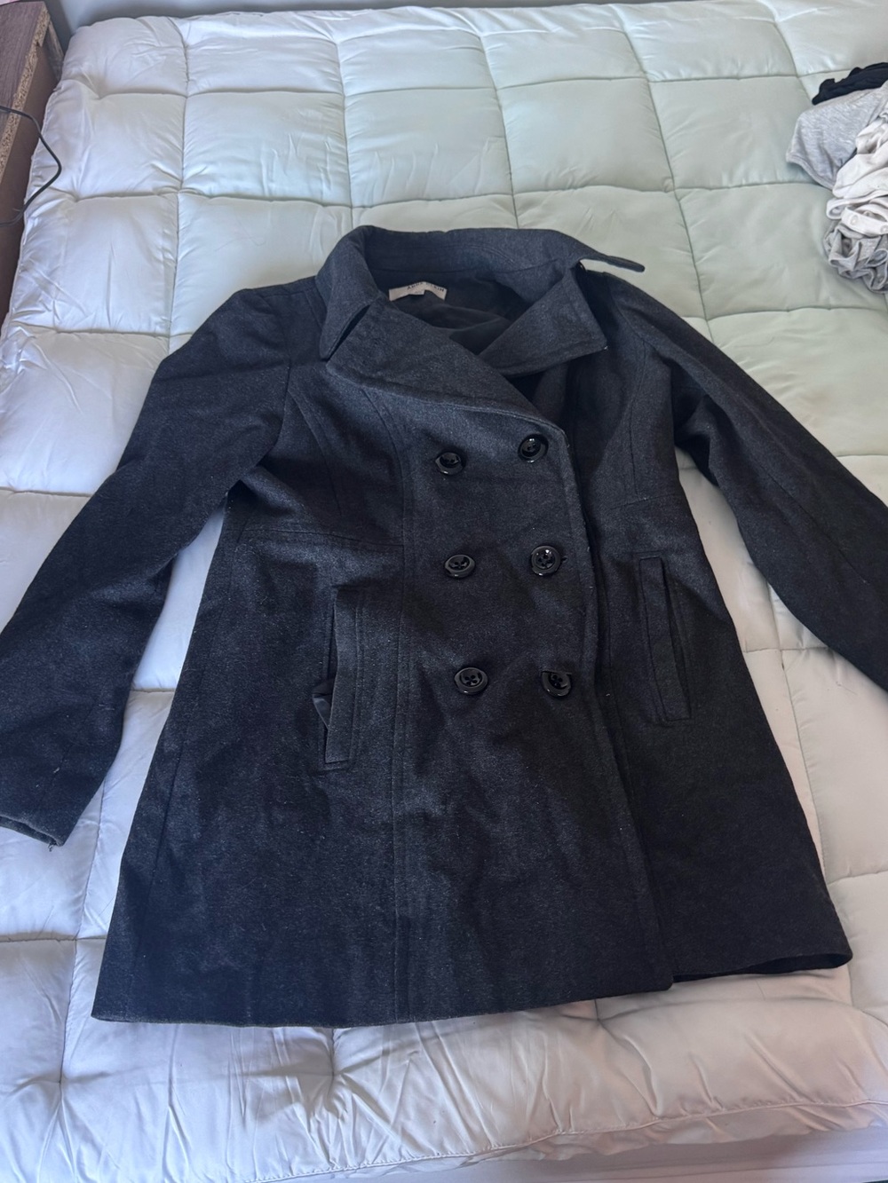 Macy's Dark Gray Double-Breasted Peacoat
